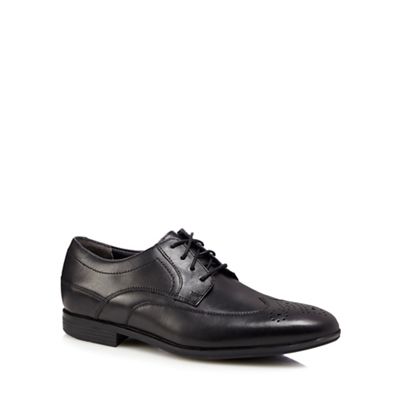 Black 'Style Connected' wing tip leather shoes